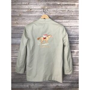 IZOD Boys Sports Coat Khaki Blazer Preppy Derby‎ Embroidered Jacket 18 Reg RARE